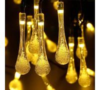 AMZSTAR Solar String Light Outdoor Waterproof Solar Drop Lights,Water Drop Fairy Lights 13ft 20LEDs Solar Light with 8 Modes Solar Party Lights for Garden,Christmas Decorations (Warm White)