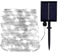 AMZSTAR Upgraded Outdoor Light String with Remote Control, 72 feet 200 LED Waterproof Solar Fairy Lights, 8 Patterns Garden Fence Balcony Wedding Christmas Party Decoration Lights (White)