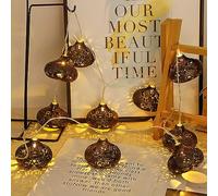 AMZSTAR Vintage String Lights, 10LED Battery Powered Rattan lampshade Fairy Tale Light, Warm White Flashing Waterproof Hanging Decoration in The Courtyard, Rural Style (Hollow Out)