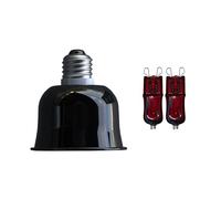 AMZTEMU Pet Heating Lamp Bulb, Lamp Cup x1+Bulb x2, Reptile Heating Bulbs, E27 basking lamp, 50W Mini UVA+UVB Full Spectrum Sun Lamp Bulb for Reptiles, Amphibian, Terrariums(Red Light, Without Plug)