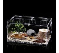 AMZTEMU Reptile Feeding Box, Terrarium Breeding Box, Mini reptile tank, Terrarium Kit for Spiderlings,Insect,Snail,Gecko,Bearded Dragon -Acrylic(30 * 20 * 15cm)