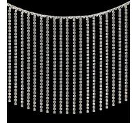 AMZTKDIY Rhinestone Fringe Trim Rhinestone Sewing Beaded Fringe Trim Ribbon Tassel Chain for Clothing Accessories and DIY Craft Decoration (Silver)