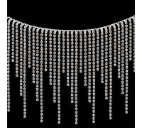AMZTKDIY Rhinestone Fringe Trim Rhinestone Sewing Beaded Fringe Trim Ribbon Tassel Chain for Clothing Accessories and DIY Craft Decoration (Silver Irregular)