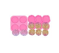AMZTOART 2PC Resin Mould for Badge Reel 1.7in Epoxy Silicone Irregular Circle Molds and Round Molds for Phone Stand Grip Top, DIY Craft Casting Art (YMDY0533+DY1627)