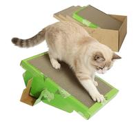 Amztom 3 Pack Cat Scratch Pad with Box,Slope Cardboard Scratcher for Indoor Cats Protects Furniture,Reversible Scratching Board for Cats with Catnips Bed for Small Medium Cats Kitten Rest