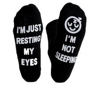 Amztour Funny Novelty Socks with Non-slip Cotton I'M NOT SLEEPING I'M JUST RESTING MY EYES Socks for Men Women One Size Fits Most Christmas Birthday Gifts Without Gift Box