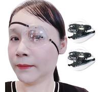 AMZVIO 2 Pack Plastic Eye Shield Medical Eye Patch for After Cataract Surgery Eye Protection or Sleeping, Upgraded Elastic Band Longer and Wider for Adult, Clear