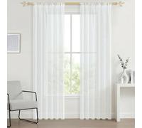 AMZYU Voile Curtains 2 Panels 155 x 160 cm Light Filtering Net Curtain for Windows Airy & Lightweight Elegant, Machine Washable for Bedroom and Kitchen, White