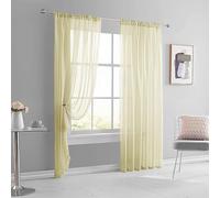 AMZYU Voile Curtains for Living Room 230 x 240 cm Light Filtering Sheer Window Curtains Airy & Lightweight Elegant, Machine Washable for Bedroom and Kitchen, Beige