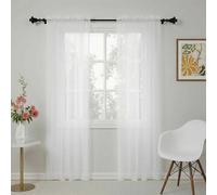 AMZYU Voile Curtains Sheer 2 Panels 120 x 270 cm Light Filtering Sheer Curtains Short Wrinkle Resistant Solid Colour, Privacy Protected for Bedroom Patio Door, White