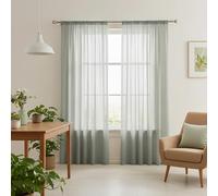 AMZYU Voile Curtains Sheer 2 Panels 200 x 175 cm Light Filtering Sheer Curtains Short Airy & Lightweight Elegant, Machine Washable for Bedroom and Kitchen, Grey