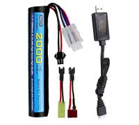 AMZZN 11.1V 10C 2000mAh Li-ion Battery With SM2P Plug T-Plug Tamiya Plug Conversion Line And USB Charging Cable Suitable For Airsoft Gel Water Bead Blaster Replacement Battery