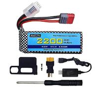 AMZZN 11.1V 2200mAh 30C 3S T-Plug Lipo Battery with USB Charger for MJX H16 H16P H16E H16GT H16BM H16DR H16PL 14301 RC Car, High-Speed Drift Model Toy Car Upgraded Battery