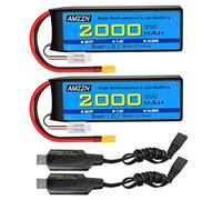 AMZZN 2PCS 2S Lipo Battery 7.4V 2000mAh 35C with XT30 Plug and USB Charging Cable for RC Car,Truck Model Car,Remote Control Ship,RC Quadcopter Qircraft,FPV Drone Battery