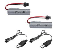 AMZZN 2PCS 3.7V 2000mAh Lipo Battery with USB Charging Cable SM-2P Plug for DE44 DE45 DE68 RC Cars, Remote Control Drift Vehicles, Trucks, Off-Road Vehicles, High-Speed Climbing Racing