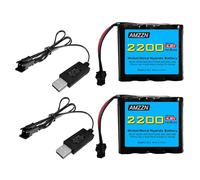 AMZZN 2PCS 4.8V 2200mAh AA NiMH Battery SM-2P Plug with USB Charger Remote Control Toy Car Battery for SY-E511 RC Excavator, E562 TD141 RC Car,Truck,and Off-Road Vehicle Batteries