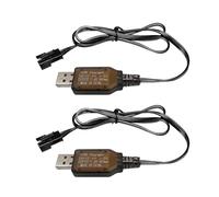 AMZZN 2PCS 7.4V 800mh USB Charging Cable with SM-3P Plug Connector for RC Excavator, Truck, Tank,Huina 1575 RC Engineering Vehicle,DE43 DE60 RC Toy Car,7.4V Battery USB Charger