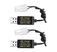AMZZN 2PCS 9.6V USB Charging Cable with KET-2P Tamiya Plug Connector for RC Excavators,Trucks,Tanks,Engineering Vehicles, RC Cars, Stunt Vehicles, 9.6V NiCd or NiMH or Battery USB Chargers
