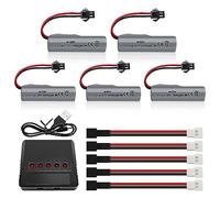 AMZZN 5PCS 3.7V 2000mAh Lipo Battery with 5-in-1 Charger SM-2P Plug for DE44 DE45 DE68 RC Cars, RC Drift Vehicles, Trucks, Off-Road Vehicles, High-Speed Climbing Racing