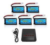 AMZZN 5PCS 3.7V 450mAh 25C Molex Plug Lipo Battery With 5-in-1 Charger Compatible With Most Aircraft Models And Mini Drones, WLtoys XK A100 A120 A150 Hubsan H107C H107D RC UAV Quadcopter Battery