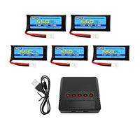AMZZN 5PCS 3.7V 550mAh 25C Lipo Battery Molex-2P Plug with 5-in-1 Charger for SYMA X5C X5SW Hubsan H107C H107D UDIRC U12S WLtoys XK A100 A120 RC Drone