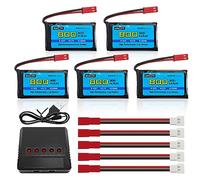 AMZZN 5PCS 3.7V 800mAh 30C JST Plug Lipo Battery with 5-in-1 Charger for SYMA X56W MJX X400W X300C X800 HS110 HS200 S670 V950HD S1750 V2450 Remote Control Quadcopter