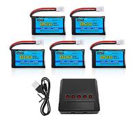 AMZZN 5PCS 3.7V 800mAh 30C Molex Plug Lipo Battery with 5-in-1 Charger for SYMA X5C X5SW H5C V931 U45W SS40 RC Drone Compatible with Most Four Axis Aircraft Batteries