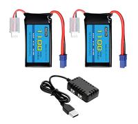 AMZZN 7.4V 1100mAh 2S Lipo Battery with EC2 Plug and 2-in-1 Charger for UTB18 RC Car, 4WD Unlimited Off-Road High-Performance Climbing Vehicle Battery Accessories