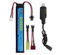 AMZZN 7.4V 35C 2000mAh Li-ion Battery with SM-2P Plug T-Plug Odamiya Plug With USB for SRB1200 SRB400 SRB400-SUB MP5K M4 M110 Toy Gun Air Gun Gel Water Droplet Explosion RC Drone