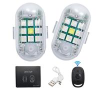 AMZZN Wireless Remote LED 7-Color Anti-Collision Frequency Explosion Flashing Light USB Charging Motorcycle Bicycle Tail Light Drone Night Running Light Car Modification Navigation Light 2PCS