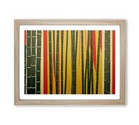 An Abstract Bamboo Forest Framed Print | A3 Oak Framed Wall Art | Ready to Hang | Abstract Landscape Picture | Living Room Bedroom Lounge Office