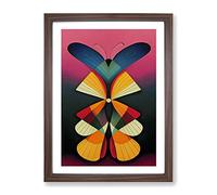 An Abstract Butterfly Framed Wall Art Print A2 Walnut