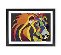 An Abstract Lion H1022 Framed Print for Living Room Bedroom Home Office Décor, Wall Art Picture Ready to Hang, Black A3 Frame (46 x 34 cm)