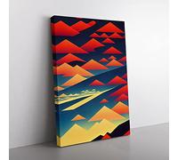 An Abstract Mountain Landscape No.8 Canvas Wall Art Print Ready to Hang, Framed Picture for Living Room Bedroom Home Office Décor, 60x40 cm (24x16 Inch)