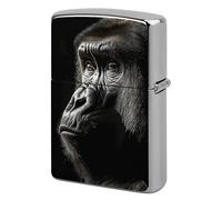 an Adult Gorilla Metal Lighter Case Windproof Vintage Lighters Holder Reusable Cool Cigarette Lighter Cover for Men Personalized Pocket Flip Lighters Sleeve Double Sided Portable Protective Sleeve
