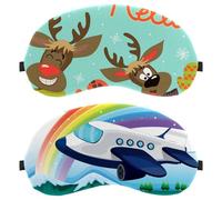 an Airplane Near The Rainbow 2 Piece Eye Mask, Sleeping Eye Mask for Side Sleeper, Zero Eye Pressure Night Blindfold, Adjustable Sleep Cover, Completely Block Out Light Eye Shade