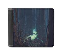 an Alien in Mystic Forest Men's Bifold Wallet Slim Cash Card Holder Leather Purse