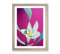An Alluring Flower Abstract Framed Wall Art Print A2 Oak