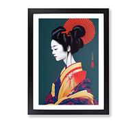 An Amazing Geisha Framed Print | A2 Black Framed Wall Art | Ready to Hang | Modern Nature Picture | Living Room Bedroom Lounge Office