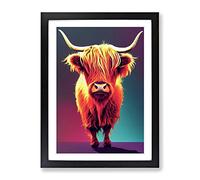 An Amazing Highland Cow Framed Print | A2 Black Framed Wall Art | Ready to Hang | Modern Animal Picture | Living Room Bedroom Lounge Office
