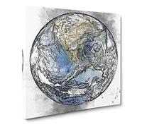 An Amazing Image of Earth Sketch Canvas Print | Gallery Wrapped 30mm Frame Wall Art | 14x14 inches | Ready to Hang | Modern Picture | Living Room Bedroom Lounge Office