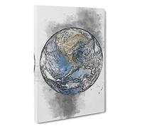 An Amazing Image of Earth Sketch Canvas Print | Gallery Wrapped 30mm Frame Wall Art | 30x20 inches | Ready to Hang | Modern Picture | Living Room Bedroom Lounge Office