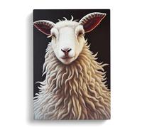 An Amazing Sheep Black, Grey, Peach Canvas Print | Gallery Wrapped 30mm Frame Wall Art | 30x20 inches | Ready to Hang | Contemporary Animals Picture | Living Room Bedroom Lounge Office