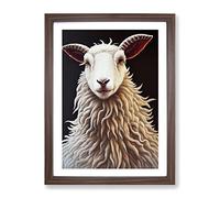 An Amazing Sheep Framed Wall Art Print A2 Walnut