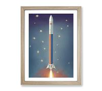 An Amazing Spaceship Rocket Framed Print | A2 Oak Framed Wall Art | Ready to Hang | Modern Nature Picture | Living Room Bedroom Lounge Office