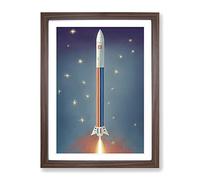 An Amazing Spaceship Rocket Framed Print | A4 Walnut Framed Wall Art | Ready to Hang | Modern Nature Picture | Living Room Bedroom Lounge Office