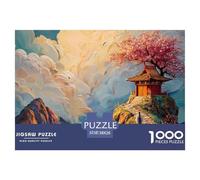 An Ancient Building on The Cliff 1000 Piece Sturdy Cardboard Jigsaw Puzzles Chinese Cloud Temple Unique Challenging Creative Game Jigsaws For Adults And Kids 38x26cm/1000pcs