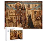 An Ancient Egyptian Scene with Figures And Animals, 500 PCS Jigsaw Puzzle for Adults, Winter Activity Gift - for Detail-Focused Puzzlers