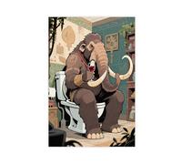 An Ancient Mammoth Sits on The Toilet Drinking Red Wine Canvas Poster Bedroom Decor Landscape Decor Gift 20x30inch(50x75cm)