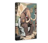 An Ancient Mammoth Sits on The Toilet Drinking Red Wine Canvas Poster Wall Art Print Picture Paintings 20x30inch(50x75cm)
